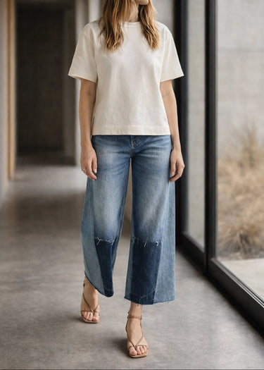 Emma Upcycled Cropped Wide Jeans