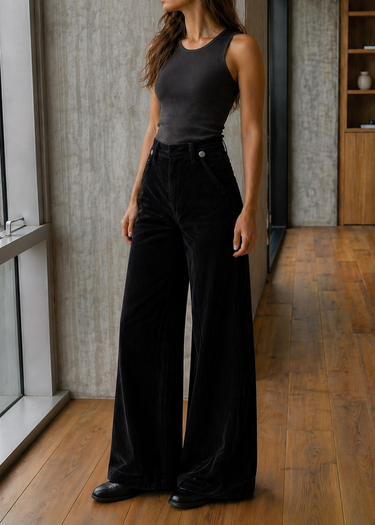 Dina High Waisted Wide Corduroy