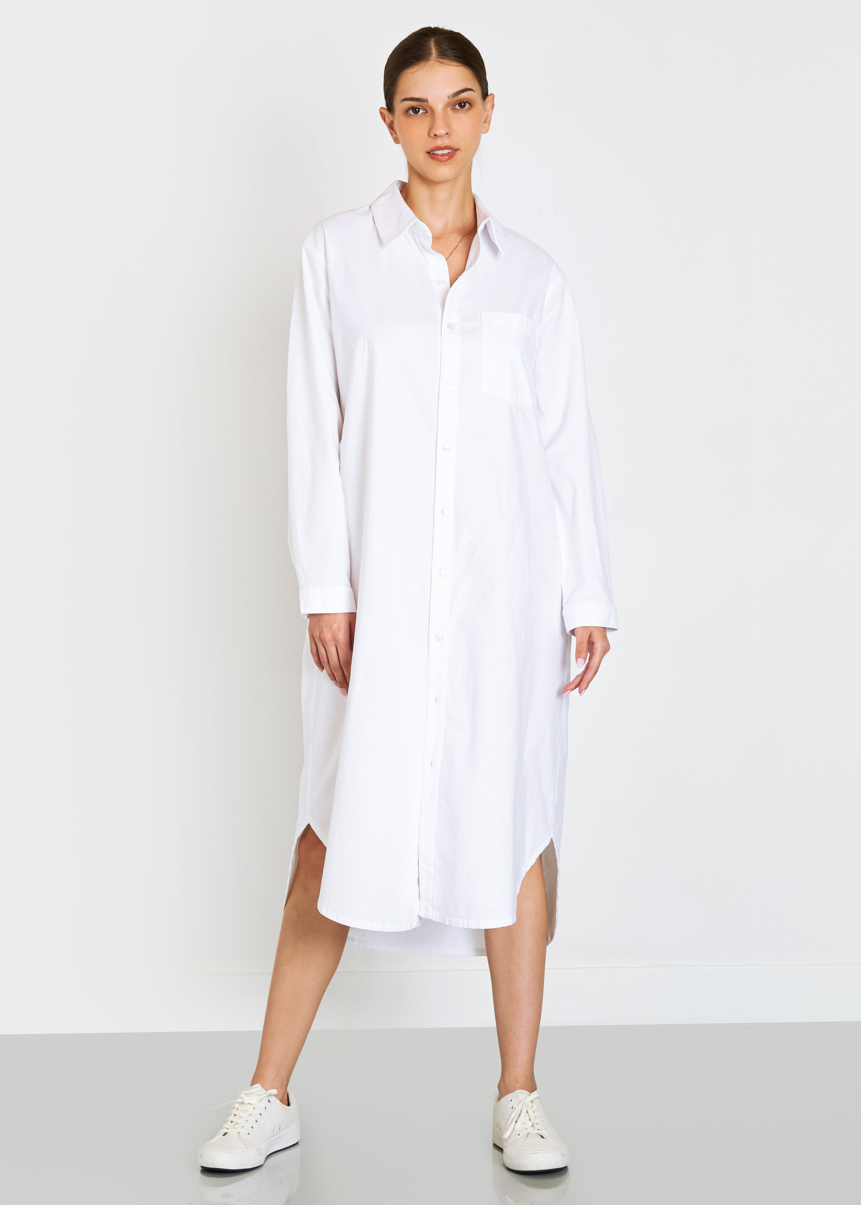 Makenzie Linen Shirt Dress In White - Noend Denim