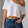 Slouch Wide Scoop Neck Cropped Tee