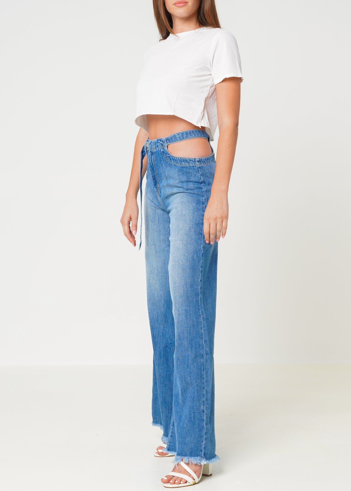 Salina High Rise Cut Out Wide Leg Jeans