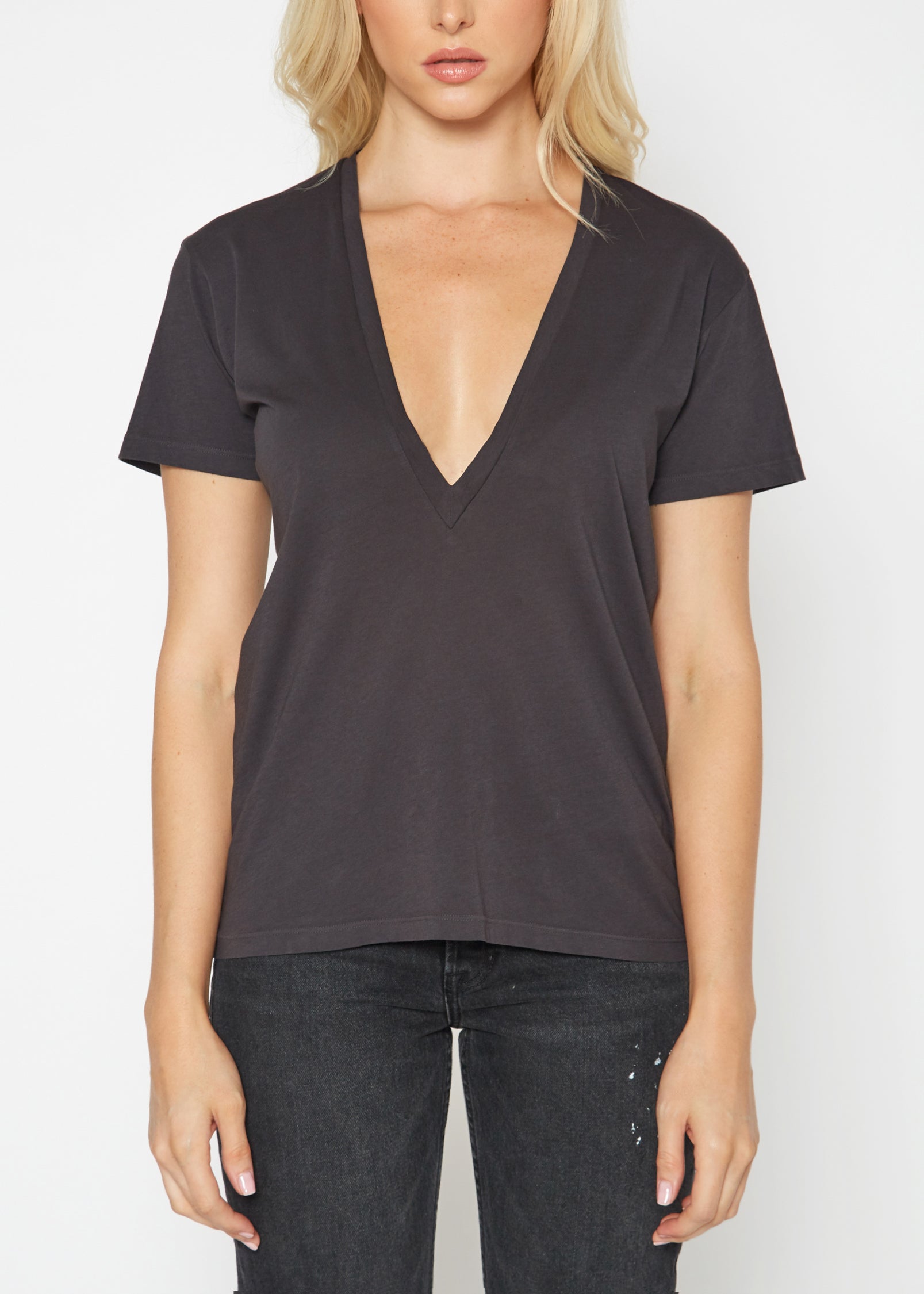 Supima Cotton Deep V Neck Tee