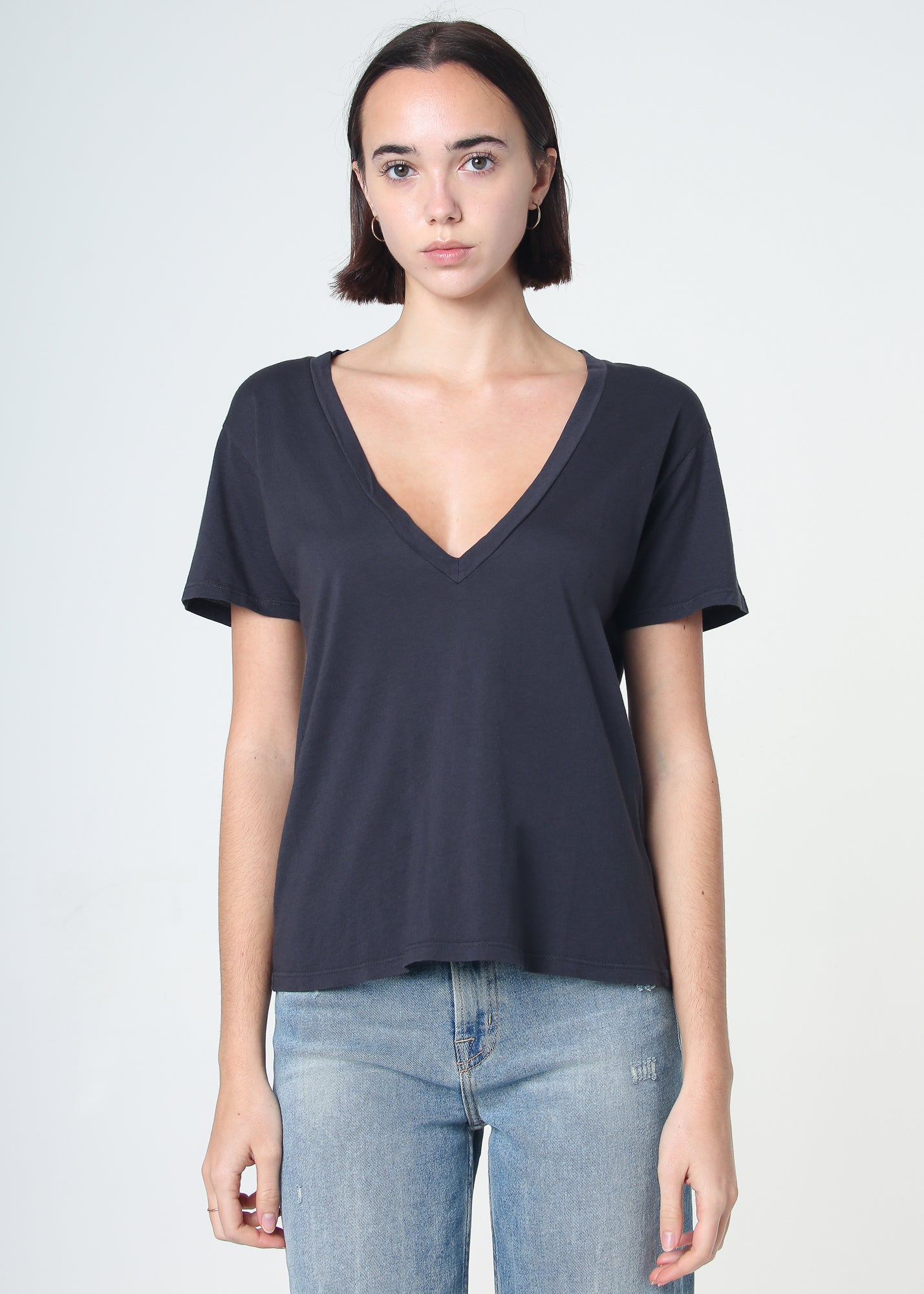 Supima Cotton Deep V Neck Tee