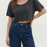 Slouch Wide Scoop Neck Cropped Tee