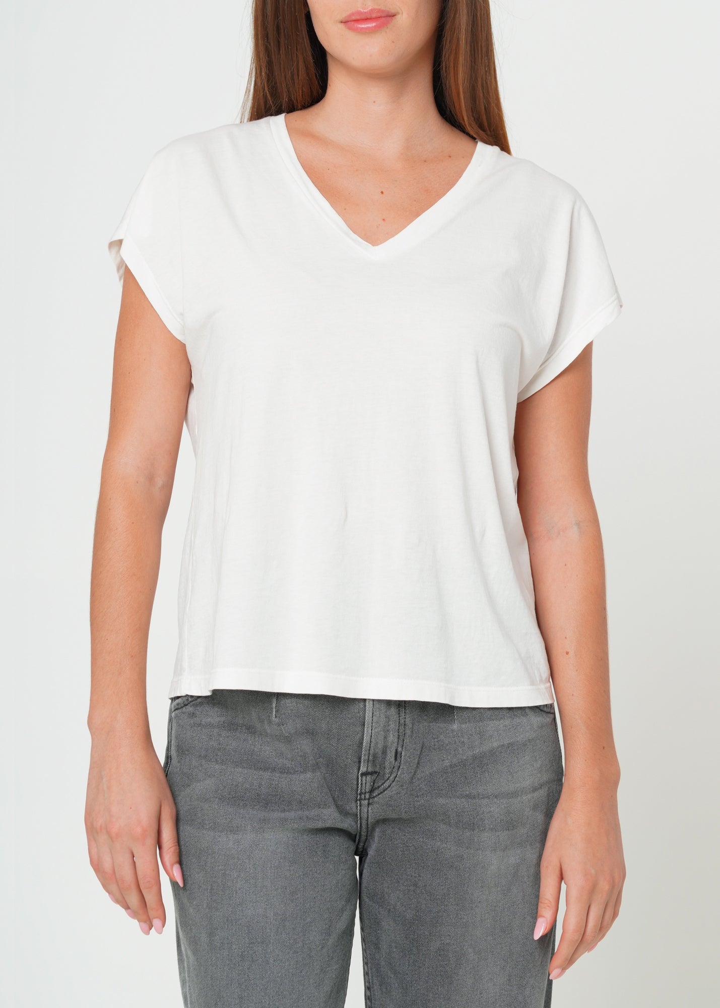 Supima Cotton Cap Sleeve V Neck Tee