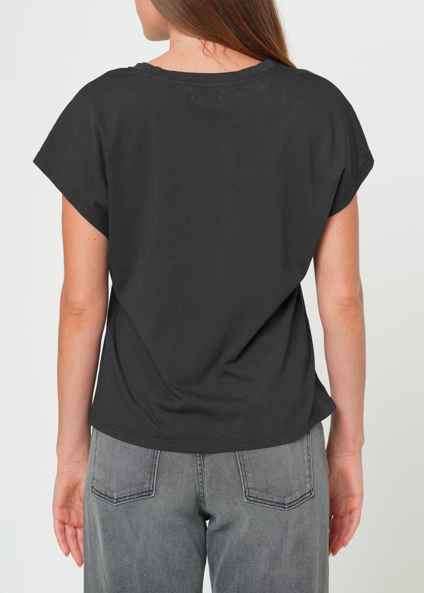 Supima Cotton Cap Sleeve V Neck Tee