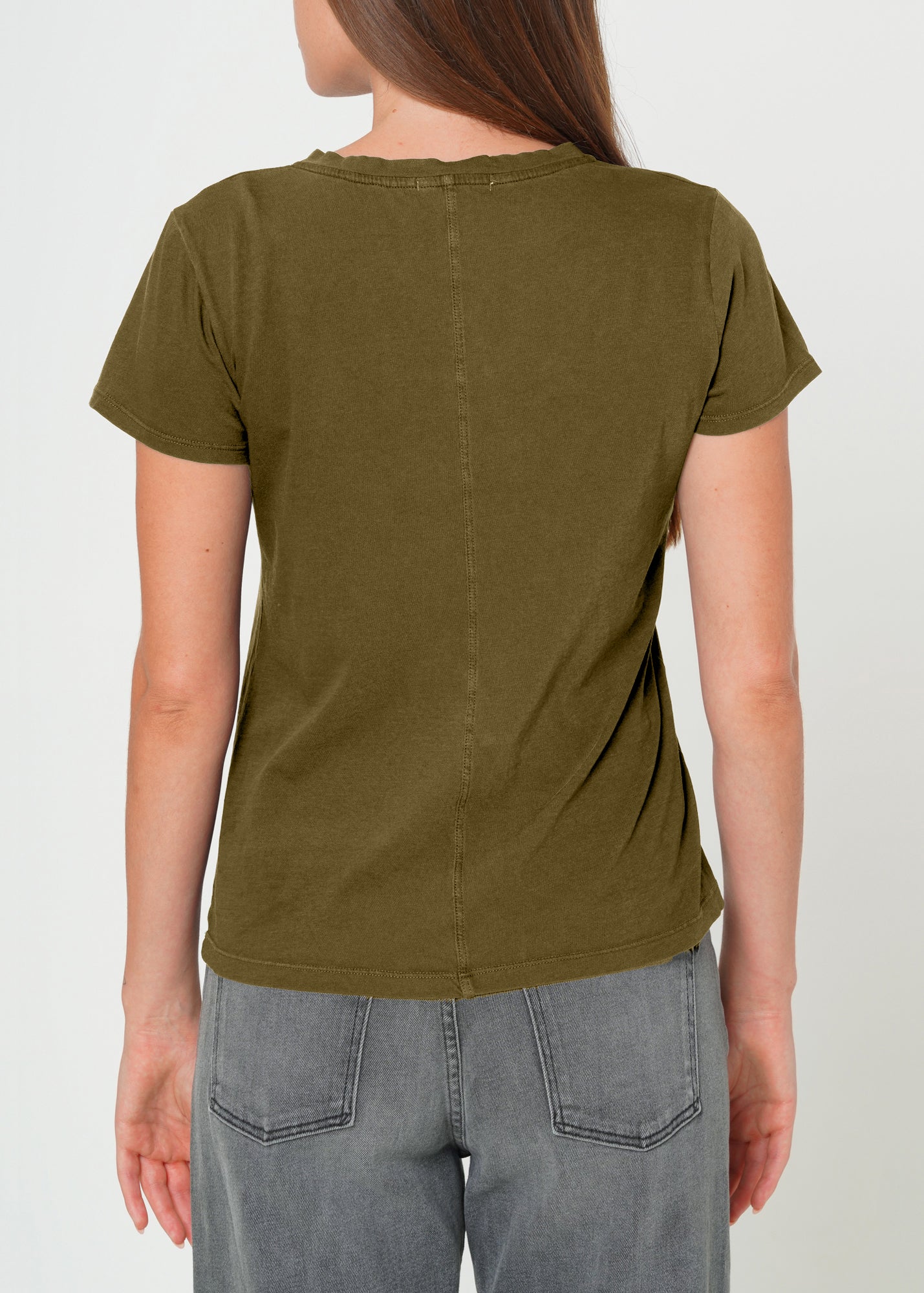 Supima Cotton V Neck Tee In Military Green