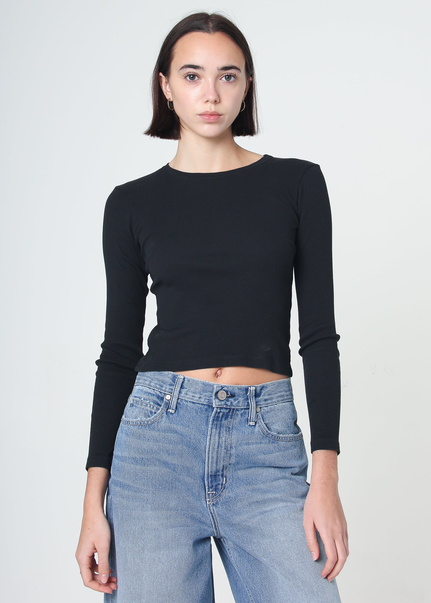 Essential Ribbed Long Sleeve Crop Top