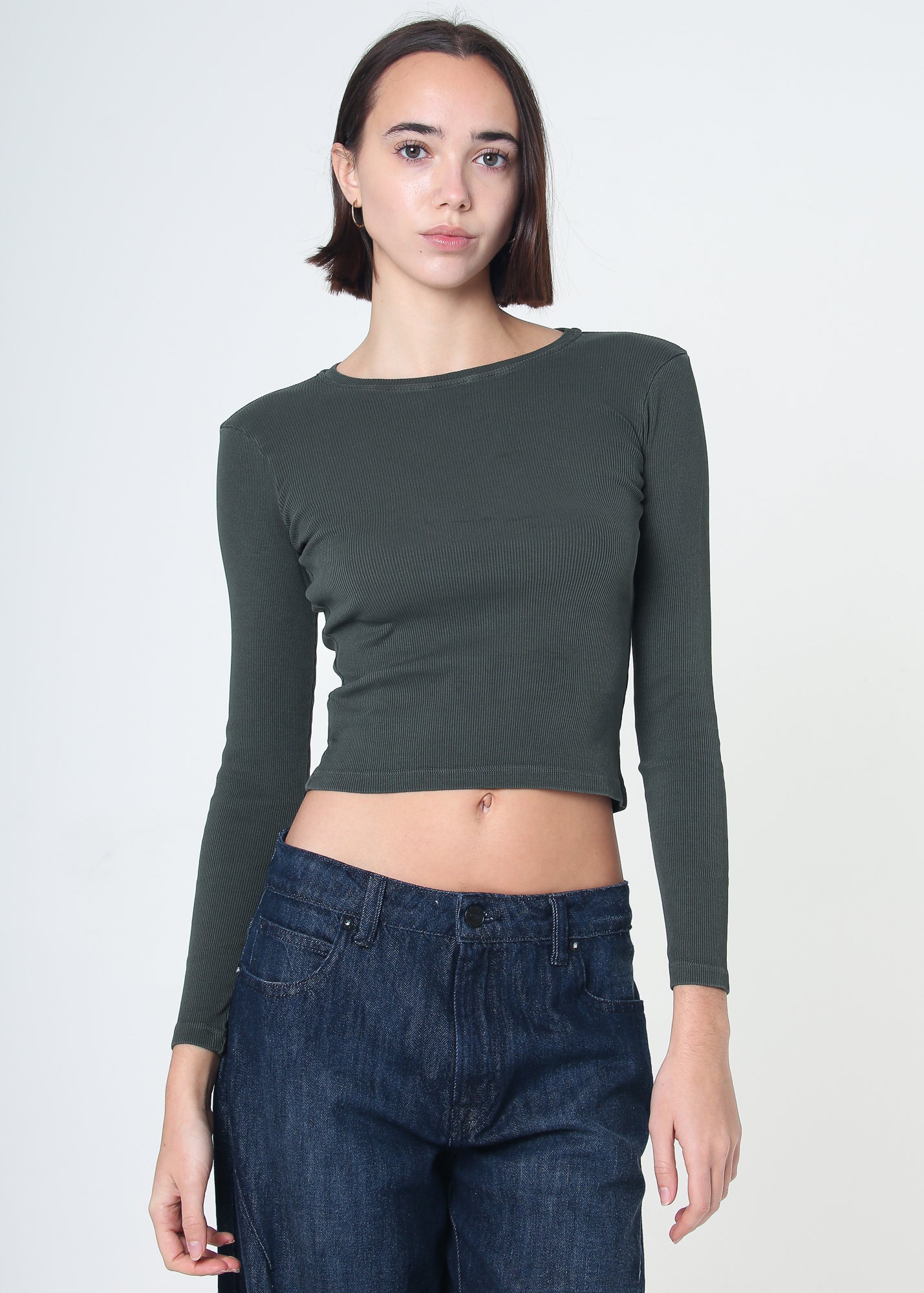 Essential Ribbed Long Sleeve Crop Top