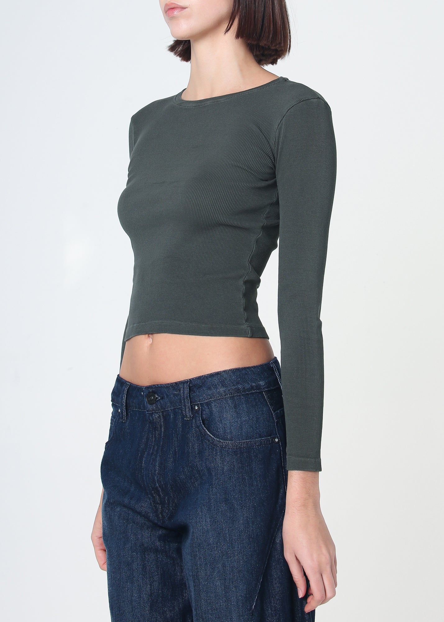 Essential Ribbed Long Sleeve Crop Top