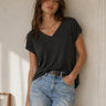Supima Cotton Cap Sleeve V Neck Tee