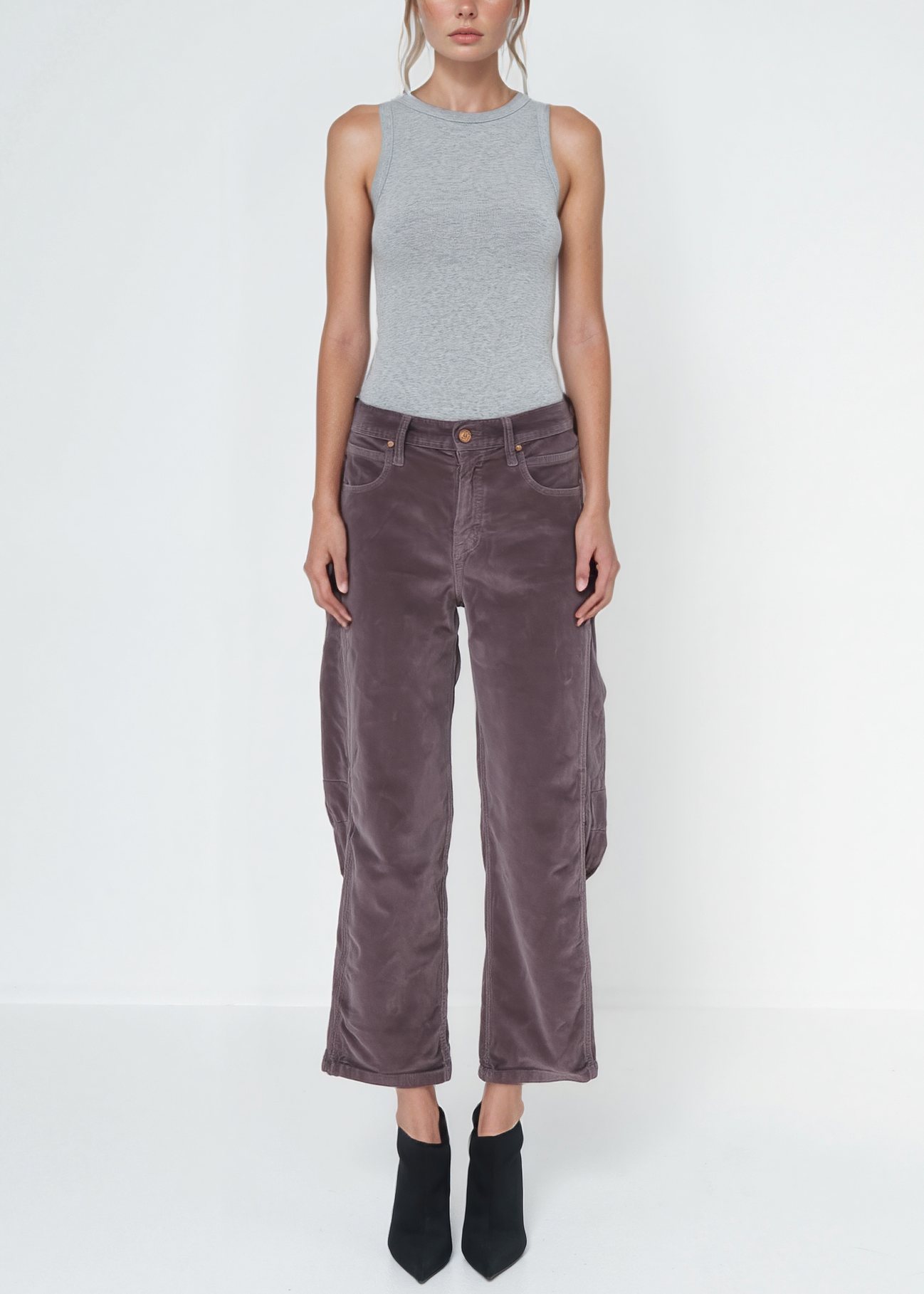 Ava Flutter Slung Fit Corduroy In Slate