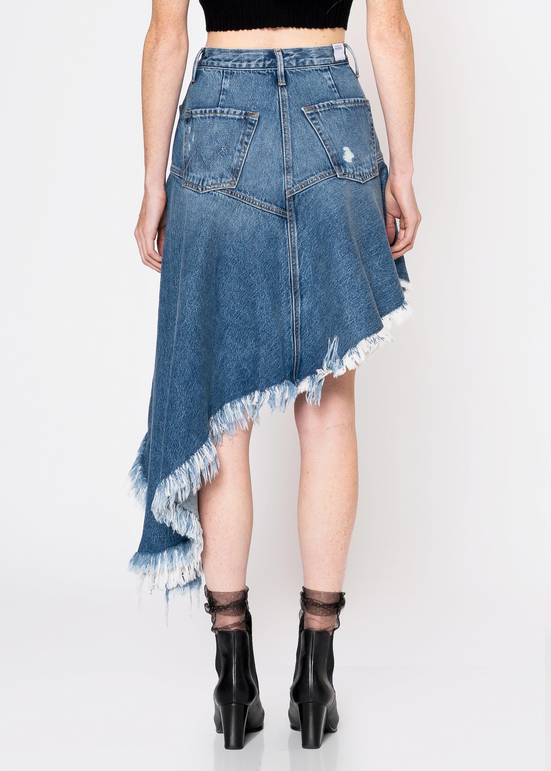 Mandy Frayed Hem Asymmetrical Denim Skirt In San Antonio - Noend Denim