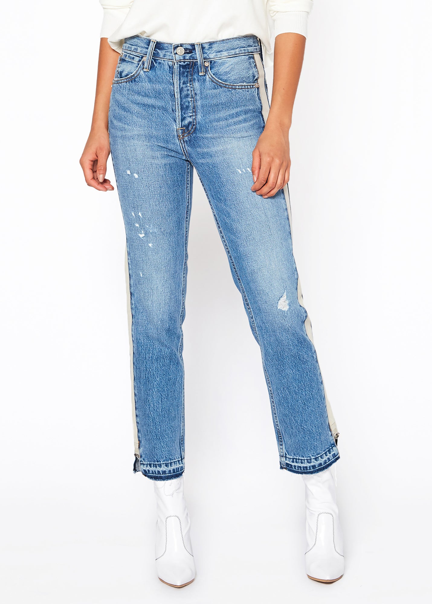 Claude High Rise Straight Crop Jeans In Route - Noend Denim