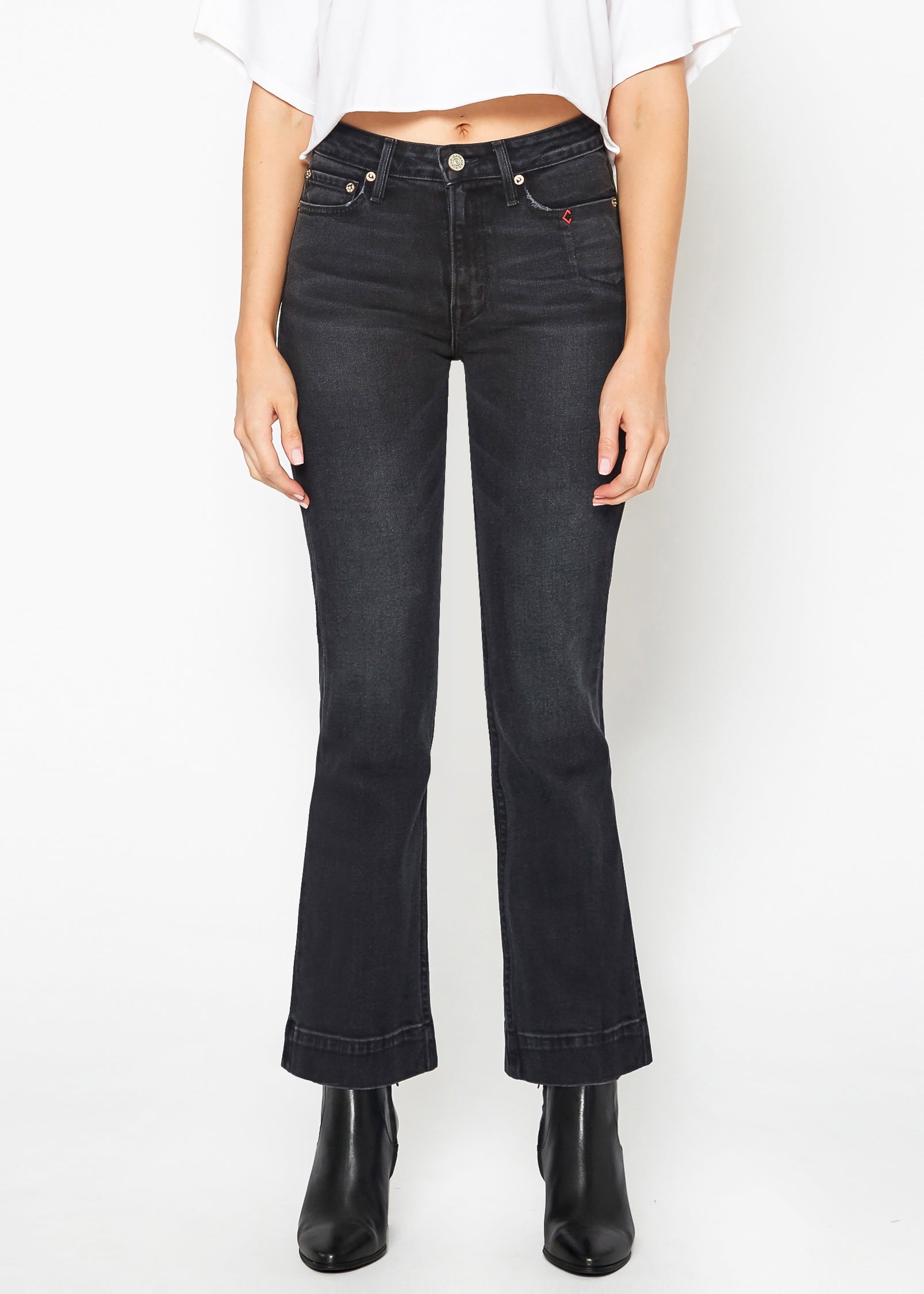 Farrah Utility Pocket Kick Flare Jeans In Dusky - Noend Denim