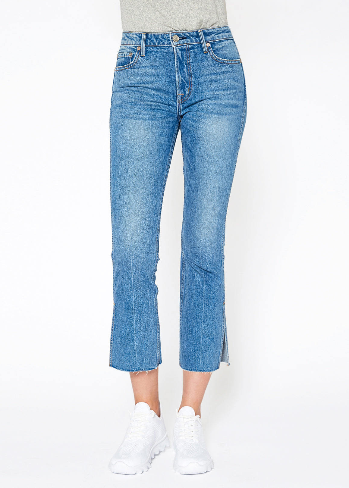 Farrah High Rise Button Front White Flare Jeans – Aqua Bay Swim Co