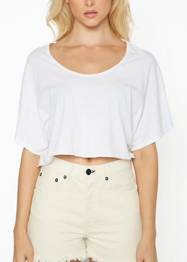 Slouch Wide Scoop Neck Cropped Tee