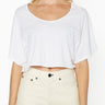 Slouch Wide Scoop Neck Cropped Tee In Vintage White - Noend Denim