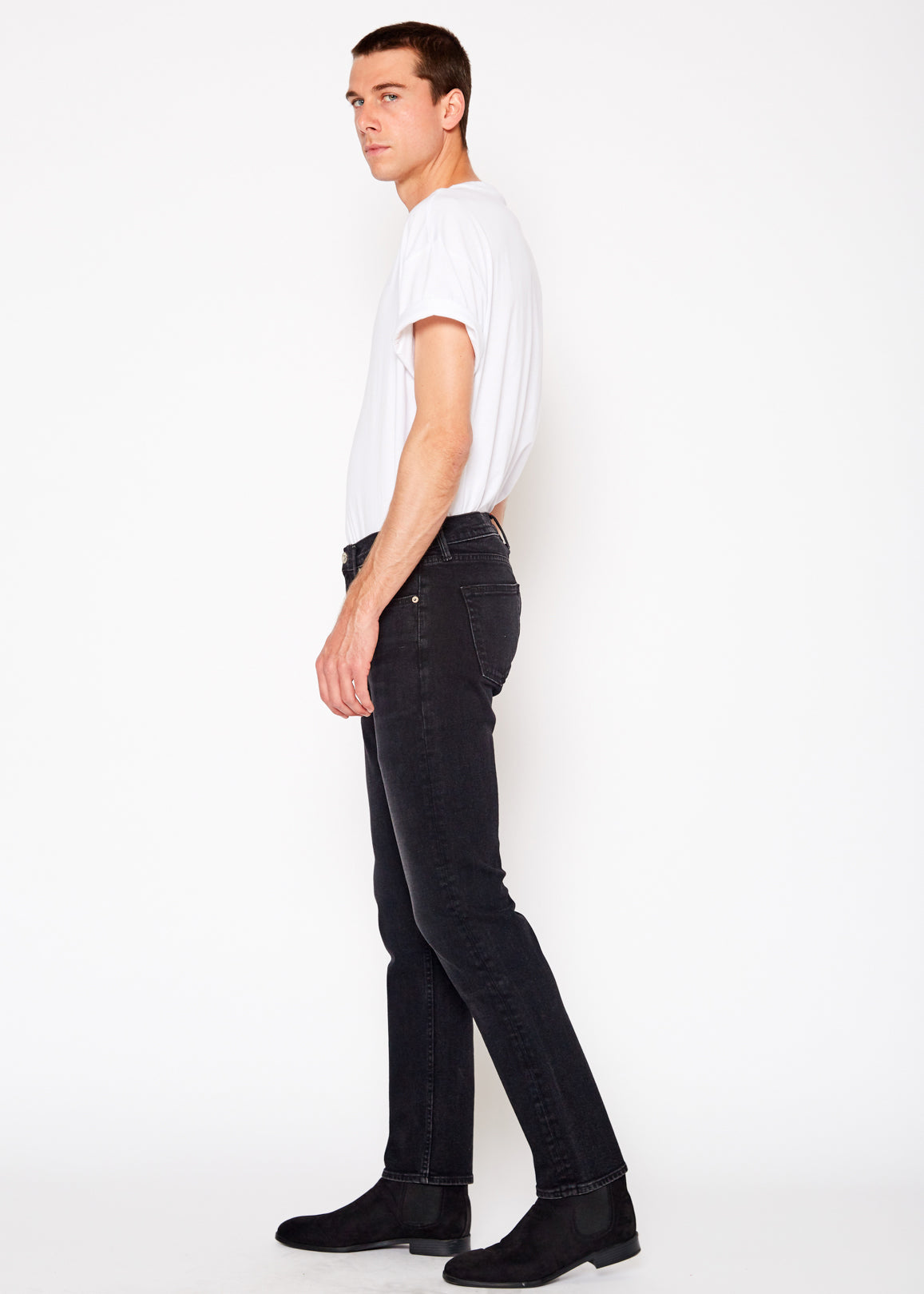 Men's Brooklyn Stretch Slim Fit Jeans In Pitch Black - Noend Denim