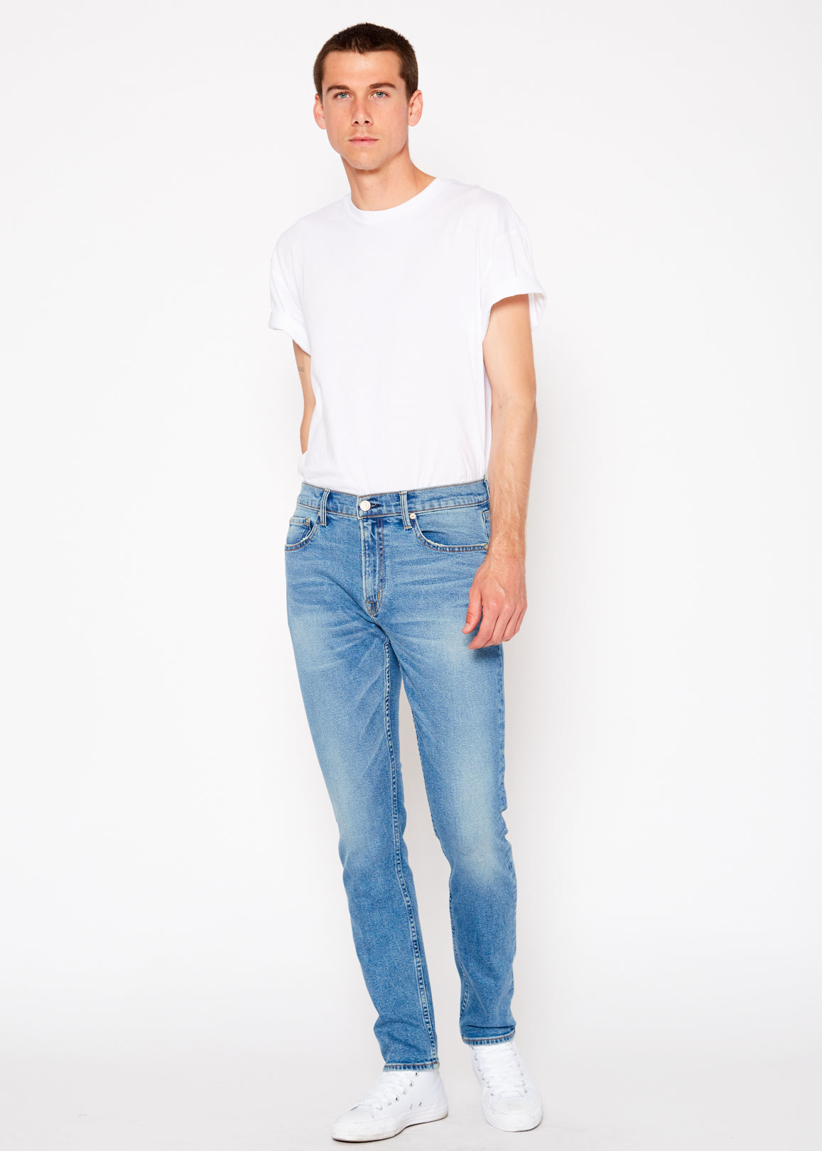 Men's 32 Inseam Harrison Stretch Skinny Jeans In Indigo Blue - Noend Denim