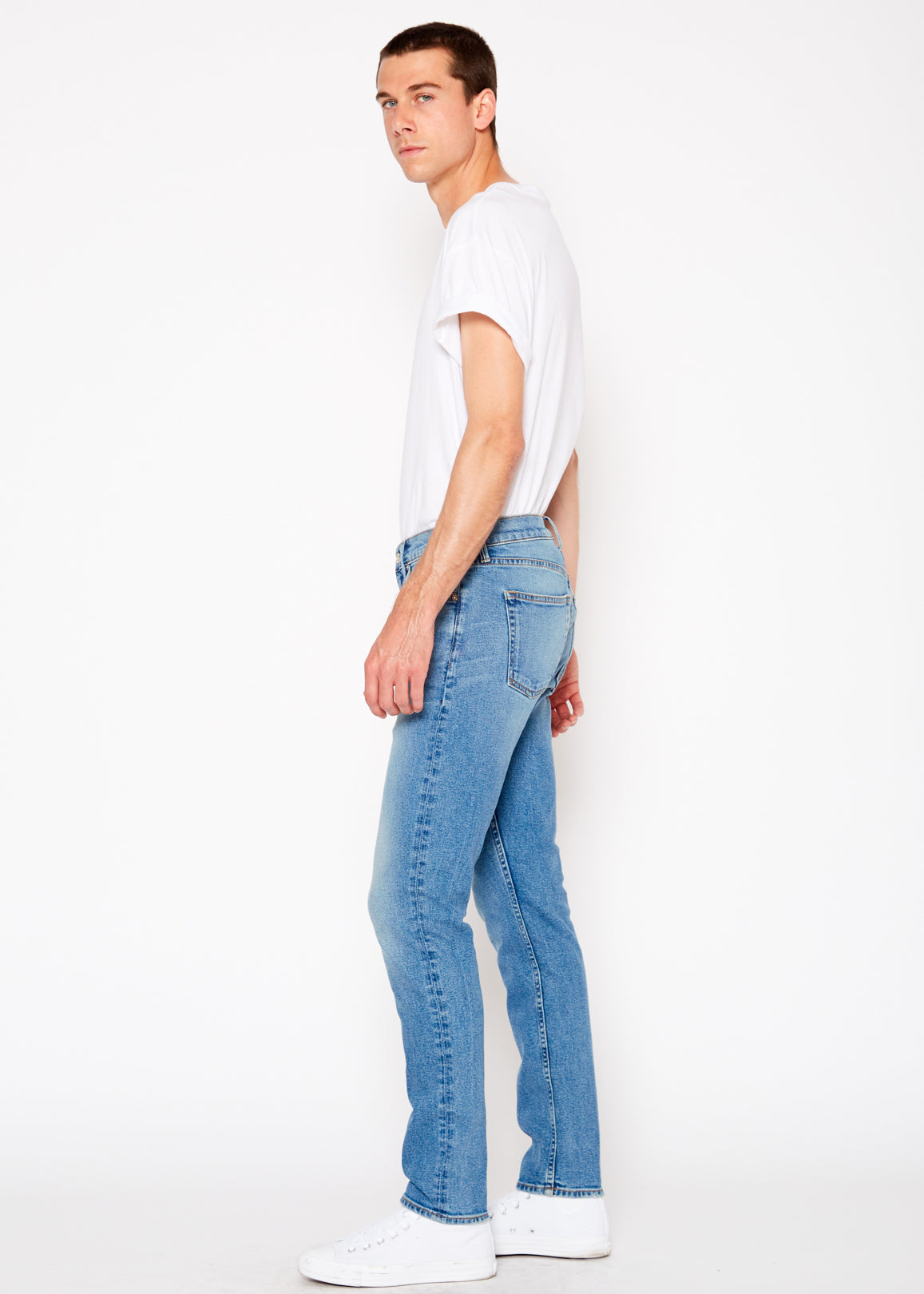 Men's 32 Inseam Harrison Stretch Skinny Jeans In Indigo Blue - Noend Denim