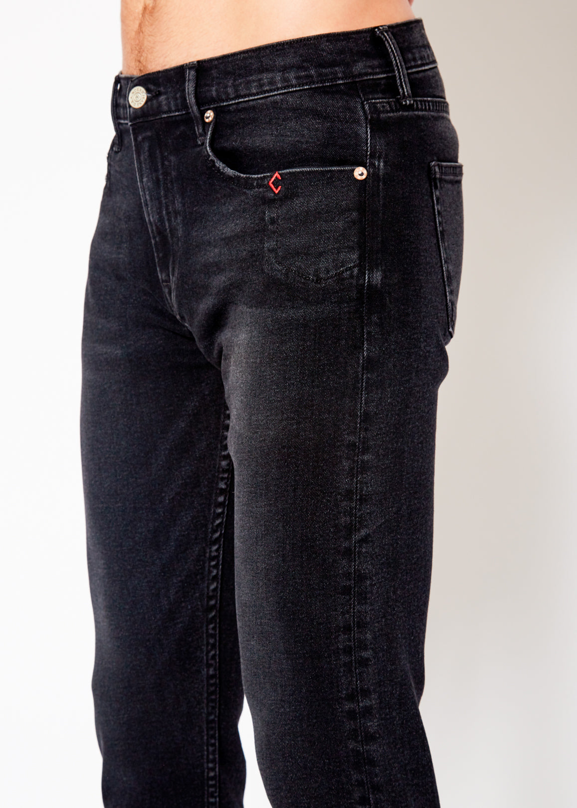 Men's 32 Inseam Tucson Stretch Straight Jeans In Washed Black - Noend Denim
