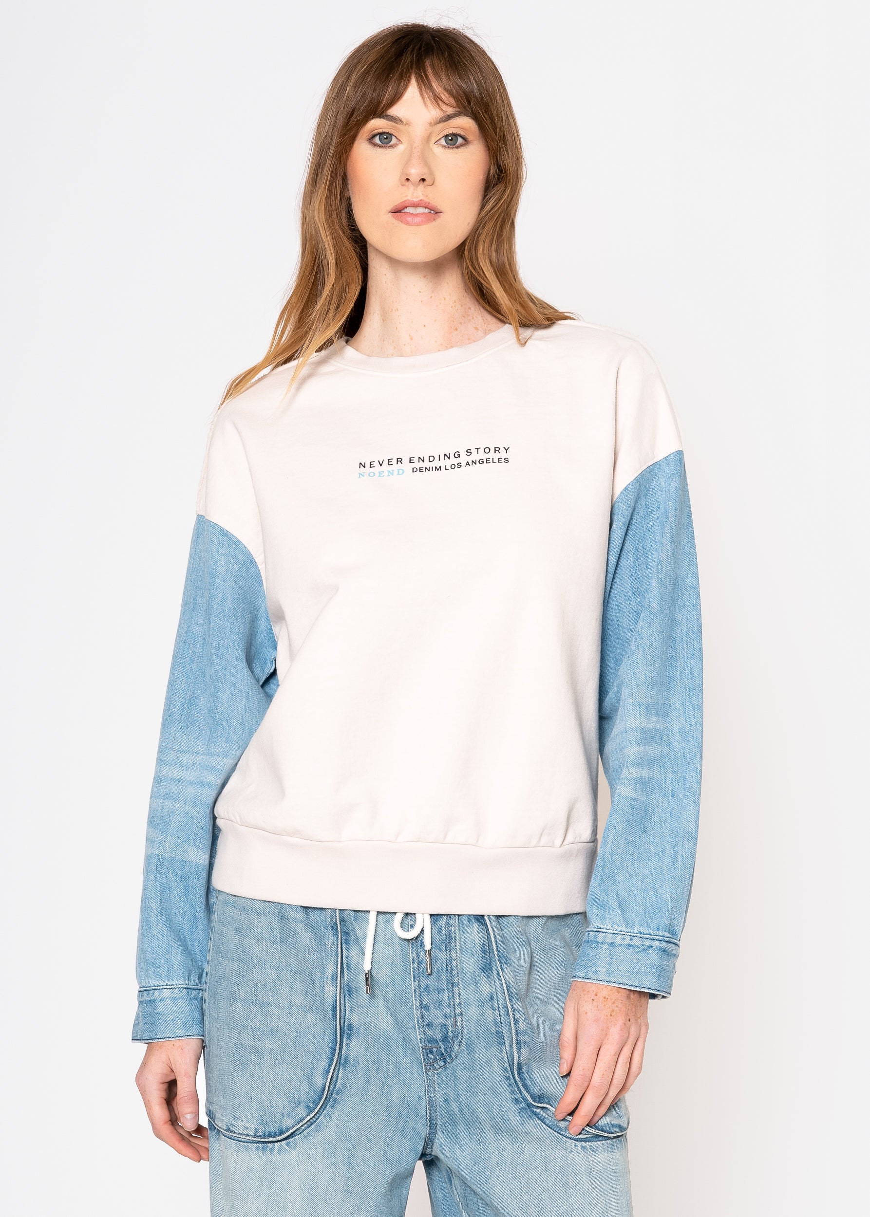 Jill Denim Contrast Sweatshirt - Noend Denim