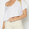 Slouch Wide Scoop Neck Cropped Tee In Vintage White - Noend Denim